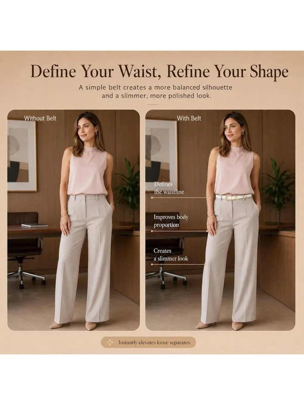 Women's White Leather Adjustable Waist Belt For Jeans Dresses With Gold Buckle
